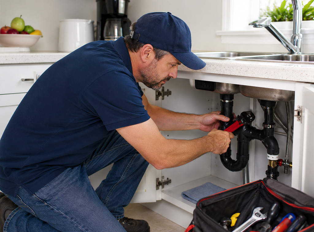 ratoath plumber fixing a sink in a kitchen